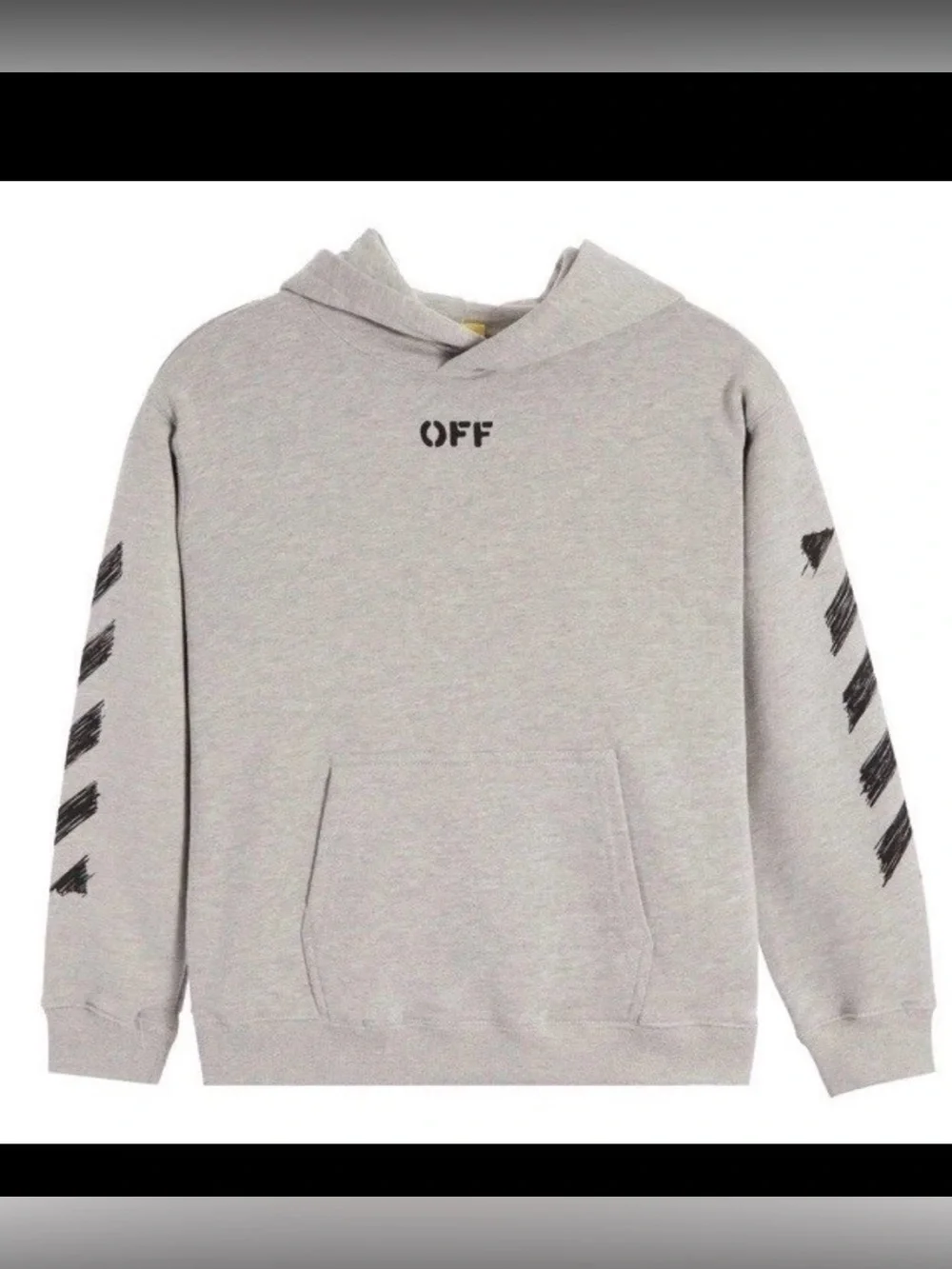 Off-White Grey Scribble Graphic Sweatshirt Hoodie Kids Size M 10/12 Boys NWT